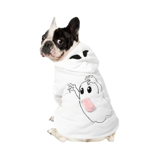 NACOCO Halloween Ghost Dog Costume - Pet Christmas New Year Hoodie Warm Party Coat Outfit for Small and Medium Cat Dog Clothes(White Ghost,L) - image 1