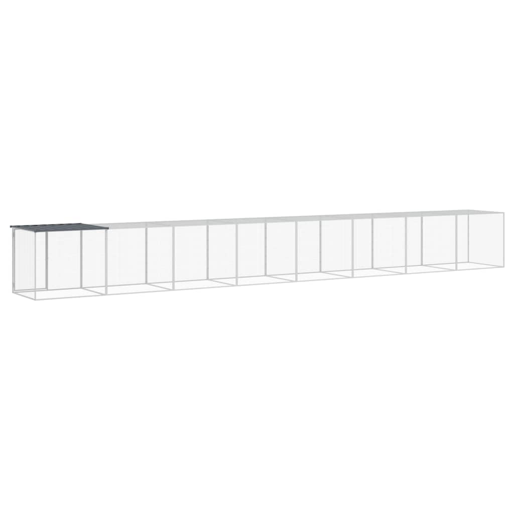 Hühnerkäfig mit Dach Anthrazit 803x98x90 cm Verzinkter Stahl, Kleintierkäfig Gehege Stall, Hasenstall Kaninchenstall Nagerheim, Freilauf Auslauf Laufstall Habitat Behausung Unterschlupf