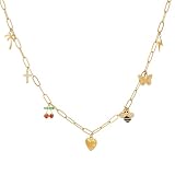 Collar de Encanto para Mujeres 14k Dorado Arco Heart Star Shell Colcha Collar Regalos de joyería