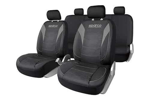 Sparco Jeu Complet de Housses de siège de Voiture 5 têtes 9 pièces, exclusivité Amazon, PVC résistant, universelles avec système de Fermeture éclair,...