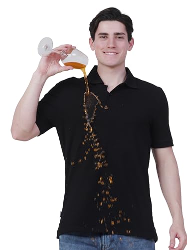 Image of TURMS Men's Casual Solid Polo T-Shirt, Odor Control, Stretchable & Breathable, Cotton Blend Fabric, Collared Neck, Half Sleeve