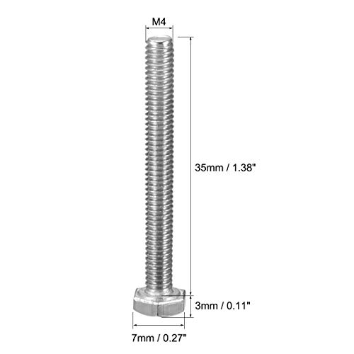 Image of uxcell M4x35mm Hex Bolts 304 Stainless Steel Hexagon Screw Bolt 10pcs