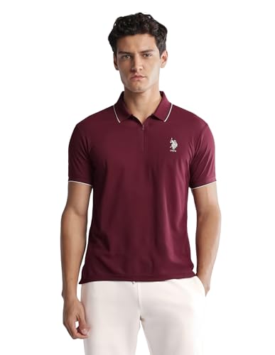 Image of U.S. Polo ASSN. Solid Active Wear Polo T Shirts for Men - Regular Fit, Breathable Half Sleeves Mens Tshirt