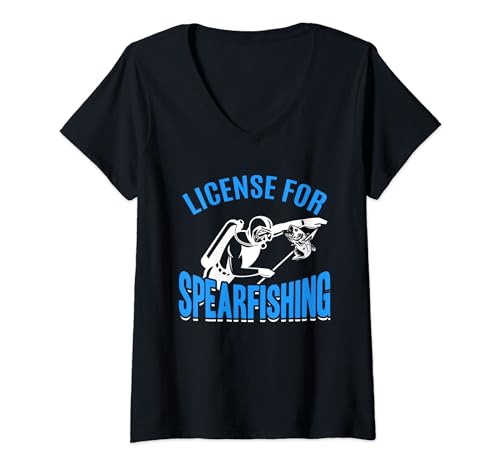 Funny Spearfishing Spearfisherman - Licencia Para Pesca Submarina Camiseta Cuello V