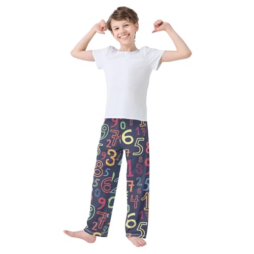 Boys' Pants Number Color Pattern Long Bottoms Jogger Pants Elastic Waist Trousers with Pockets S-XL2