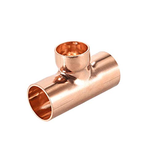DealMux Conector de conexión de tubería de presión de cobre en T reductora de cobre de 1 pulgada x 7/8 pulgadas x 1 pulgada para suministro de plomería y refrigeración