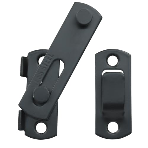 Image of 2 Packs Flip Latch Lock, 2.76 inch*1.99 inch Barn Door Latches, Black Sliding Barn Door Lock Hardware Gate Latches, Bi-fold Door Lock, Stainless Steel Door Latches for Barn, Cabinet, Window, Closet