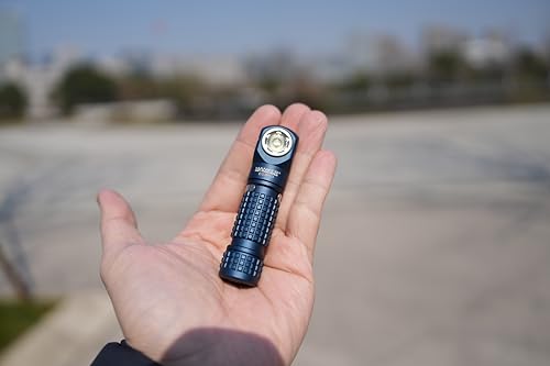 Image of Manker E03H III Rechargeable Headlamp Pocket Mini Flashlight with Clip - 90 Degree EDC Right Angle Flashlight with Headband and Magnet Tail (4000K High CRI 519A, Blue)