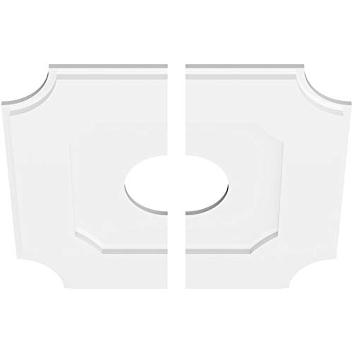 Image of Ekena Millwork CMP22LE2-06000 Locke Architectural Grade PVC Contemporary, Two Piece Urethane Ceiling Medallions 22 inchOD x 6 inchID x 13 inchC x 1 inchP