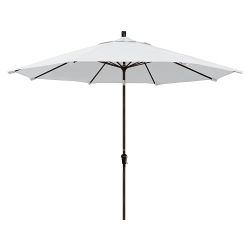California Umbrella 11' Round Aluminum Market Umbrella, Crank Lift, Auto