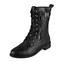 Ankle Boots For Women Goth Knee High Chunky Heel Gothic Boots Women Black Combat Motorcycle Walking Booties With Side Zip Lace Up Winter Slip-On Trekking Boot Wide Fit Wedge Shoes