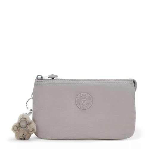 Kipling Bolsa feminina Creativity L, Cinza-claro, 7.25' L x 4.25' H x 0.5' D, Bolsa feminina criativa grande, kit de cosméticos versátil, organizador de viagem leve
