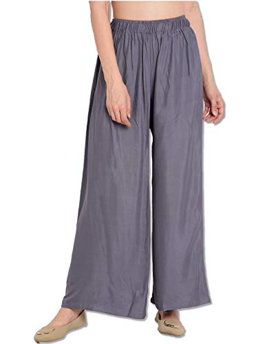 Image of Go Gazab - Stylish Women's Palazzo: Trendy Rayon Solid Color Ethnic Wear Palazzo