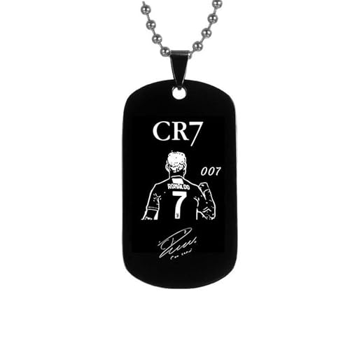 Ticome CR7 - Collar de estrella de fútbol, accesorios de hip-hop de acero inoxidable, recuerdos para fanáticos del fútbol, decoraciones deportivas, collar de letrero CR7 para hombres y mujeres, 0