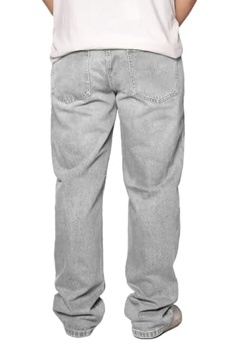 URBANJ Men's Baggy Jeans Loose Fit Wide Leg Denim Pants3