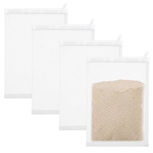 Image of Geiserailie 4 Pcs Aquarium Filter Media Bags 150 Micrometer Fine Filter Bags Mesh Reusable with Zipper for Activated Carbon Resins (5.5 x 7.9 Inch)
