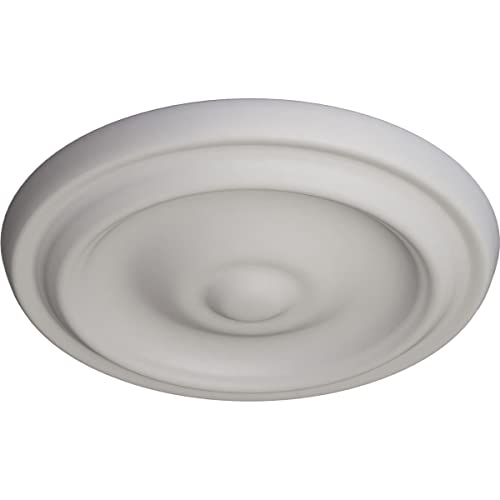 Image of Ekena Millwork 9 5 /8 inch OD x 1 1 /8 inch P Maria Ceiling Medallion (Fits Canopies up to 1 3 /4 inch), Hand-Painted Ultra Pure White