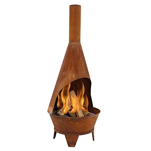 Sunnydaze 6-Foot Large Chiminea Outdoor Fireplace - Outdoor Chiminea with Wood Grate - Wood-Burning Fire Pit - Rustic