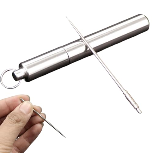 Juego de palillos de dientes de metal, palillos de dientes de metal de titanio de aleación para dientes, juego de palillos de dientes de metal portátiles creativos, mini mínimo de palillos de dientes