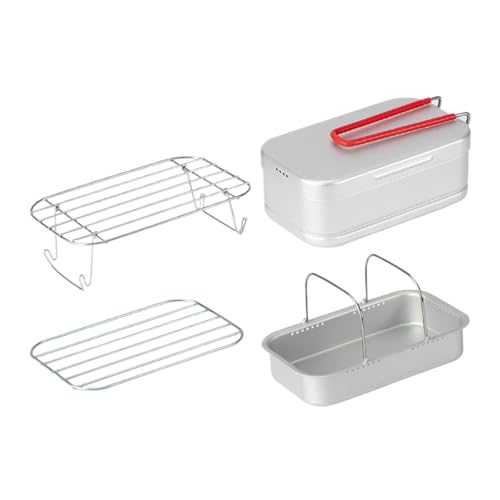 Genérico Metal Lunch Box | Aluminum Lunch Container | Multifunctional Lunch Box | Camping Lunch Box | Portable Lunch Box With Handle Sturdy And Eco-Friendly For Picnics And Outdoor Meals