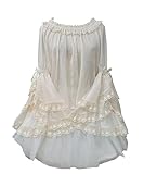 Smiling Angel Victorian Lolita Blouse Off-Shoulder Chiffon Top with Lace Ruffled Sleeves Shirt (US, Alpha, One Size, Regular, Regular, Light Apricot)