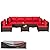 Amopatio Patio Furniture Set 7 Pieces Patio Conversation Set Outdoor Sectional Wicker Rattan Sofa with All-Weather Cover, Patio Furniture with Pillows Fits Porch Garden Backyard Balcony(Red)
