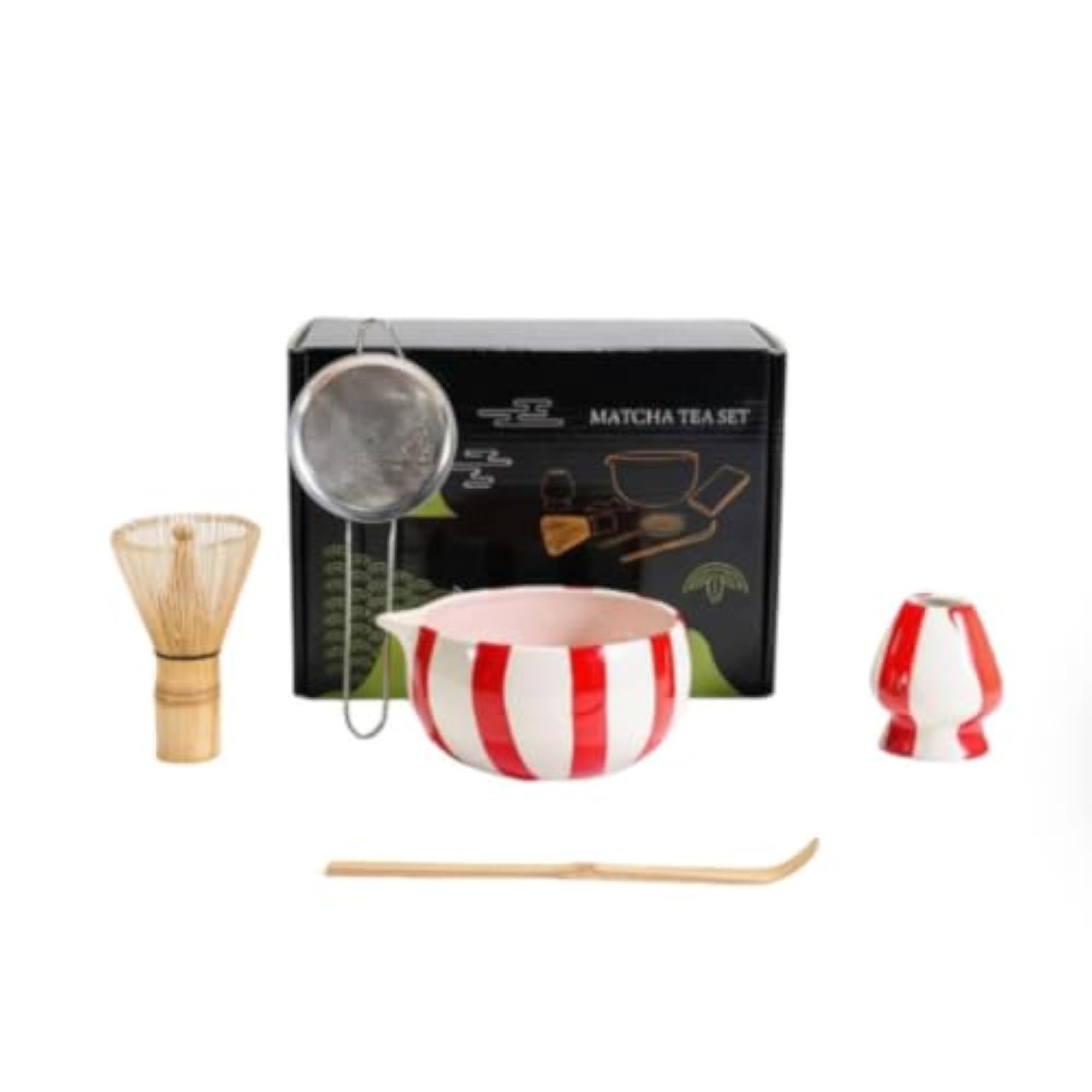 5 Piece Fine Metal Mesh Matcha Bowl Set with Whisk