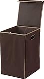 Simple Houseware Foldable Laundry Hamper Basket with Lid, Brown