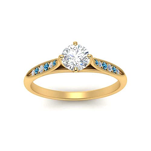 Image of Choose Your Gemstone Compass Point Ring Yellow Gold Plated Round Shape Vintage Engagement Rings Ornaments for Wife Symbol of Love Clarity Comfortable US Size 4 to 12