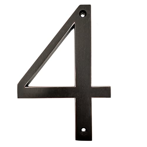 Large Bold 5" Aged Bronze Metal Flush House Address Numbers, Bold Readable Font (4) #TOP26