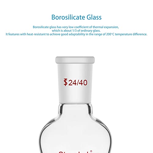 Stonylab LX-REF-1NECK-24/40-100ML Recovery Flask, Heavy Wall Single Neck Borosilicate Glass Rotary Evaporator Flask With 24/40 Standard Taper Outer Joint, Pear-Shaped Lab Flask thumb #2