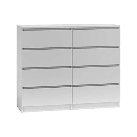 WHATSIZE ENTERPRISE - Moderna - Chest of Drawers - 8 Drawer Cabinet, White Cover