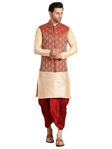 Mens Kurta Dhoti Set with Designer Ethnic Nehru Jacket