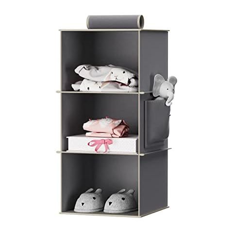 YOUDENOVA Organizador de armario colgante, 3 estantes para colgar en el armario, color gris Cover