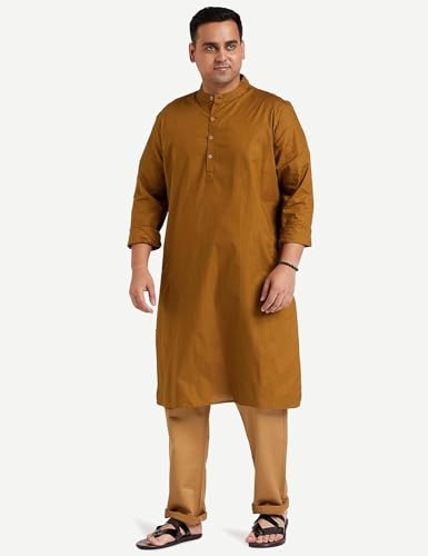 Image of Amazon Brand - Symbol Men's 100% Cotton Solid Long Length Casual Kurta - Regular Fit (Available in Plus Sizes)