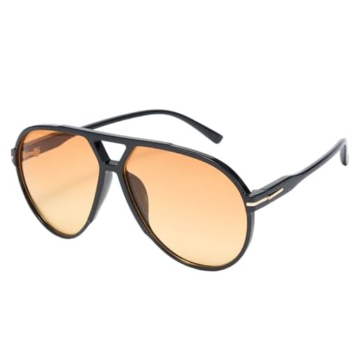 Cyxus Óculos de sol aviador grandes para mulheres e homens, clássicos, anos 70, vintage, sem embaraço, aviadores 1294, Óculos de sol aviador grandes 00-laranja