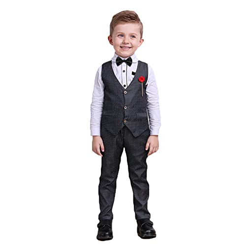 Jungen Herbst Kleidung Set Langarm Shirts + Weste + Hose 4 Stück...