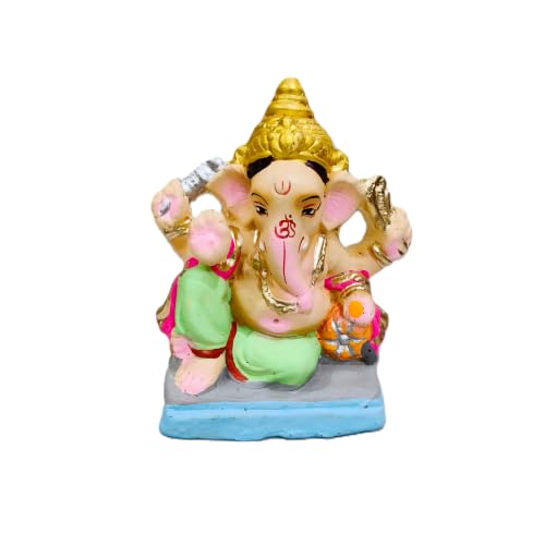 Image of Bossify 100% Eco-Friendly Clay Ganesh Idol Ganesh Ji Murti for Visarjan 4.5 Inches | Shadu Mati Ganesh Murti | Clay Ganpati Idol for Home | Ganpati for Ganesh Chaturthi | Home Decor