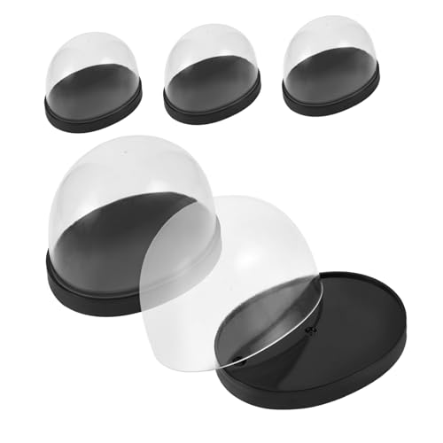 BESTYASH 5pcs Transparent Dustproof Dome Covers for DIY Crafts Clear Plastic Cloche Display Cases with Base Easy Assembly Decorative Bell Jars for Flowers Cake Display Home and Party