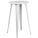 Flash Furniture Commercial Grade 24' Round White Metal Indoor-Outdoor Bar Height Table