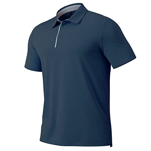 CARWORNIC Polo deportivo de secado rápido para hombre, ligero, de manga corta, para deportes, correr, entrenamiento, azul marino, M Cover