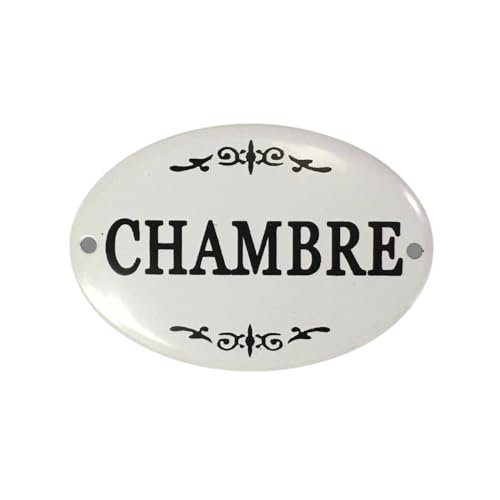 Plaque de Porte décorative Vintage Chambre Fer Blanc Noir 10.5x8cm