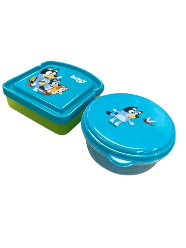 Greenbrier International, Inc. Bluey Lunch Box 2 Piece Set Kit - Includes 1 Reusable Sandwich Container and 1 Snack Bowl Kids Lunch Box Travel To Go Food - BPA Free