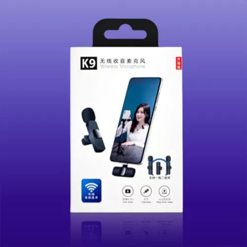 Microfone de lapela profissional sem fio Entrada Tipo C ou Lightning Microfone de gravação condensad