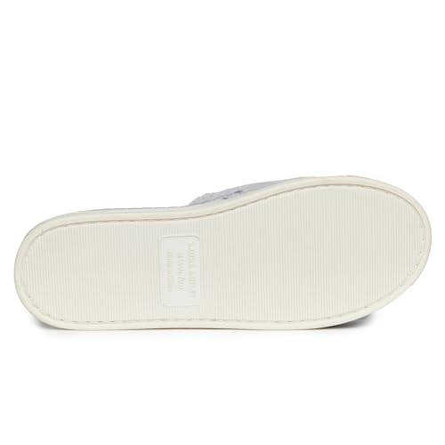 Laura Ashley Open Toe Velcro Band Fluffy Scuff Slippers for Women with Non-Slip Sole, Plush Memory Foam Slippers3