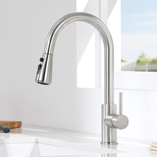 CECIPA Rubinetto Lavello Cucina con 3 Tipi di Modalità, Miscelatore Cucina con Doccetta Estraibile di 40CM, Rubinetto Acciaio Inox con Doccia Estraibile, Miscelatore Girevole a 360°