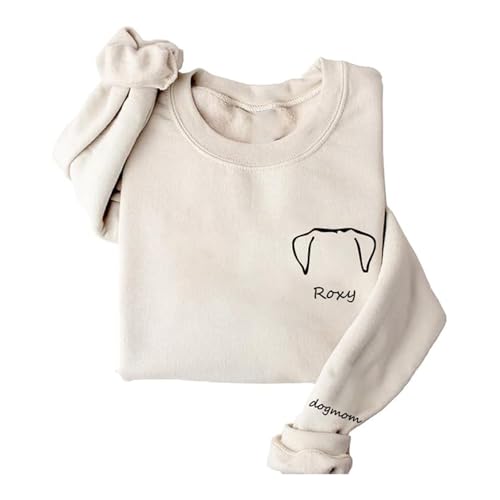 Custom Dog Sweatshirt for Women, Dog Mom Pet Lovers Gifts for Christmas, Mothers Day, Custom Dogs Name On Sleeve, Customized Pet Lover Gifts, Personalized Sweatshirt and Hoodie for Women