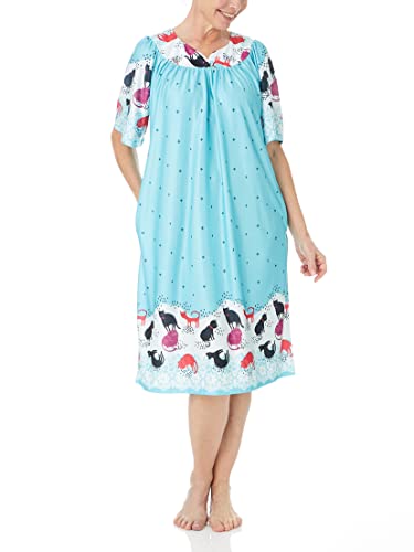 Image of AmeriMark Casual Women's Patio Muumuu House Dress Loose Comfortable Short Sleeve Sun Dress Lounger Gown Sleepwear for Ladies