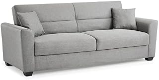 Home Detail 3 Seater Sofa Bed Fabric Storage Grey Fabric Clic-Clac Recliner Sofabed