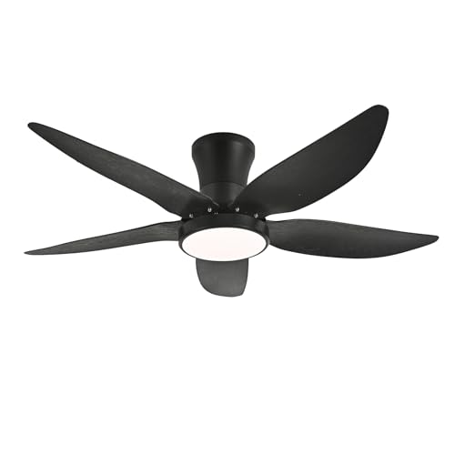 Anyeark Ceiling Fans with Lights, Low Profile Ceiling Fan Light and Remote/APP Control, 6 Speeds Adjust, LED Dimmable 3 Color Changing, Modern Flush Mount Fandelier Ceiling Fan for Bedroom - image 1
